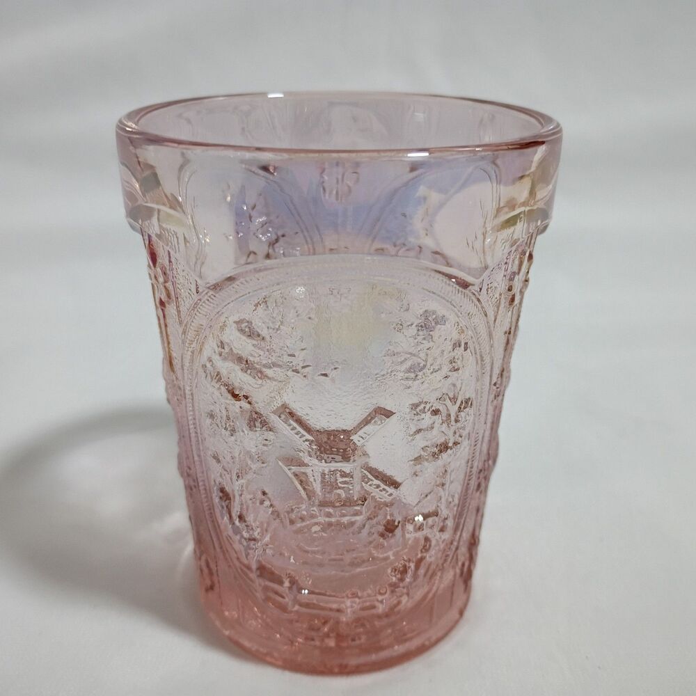 Imperial Glass 1973-81 Pink Carnival Glass Tumbler 3.75" Tall